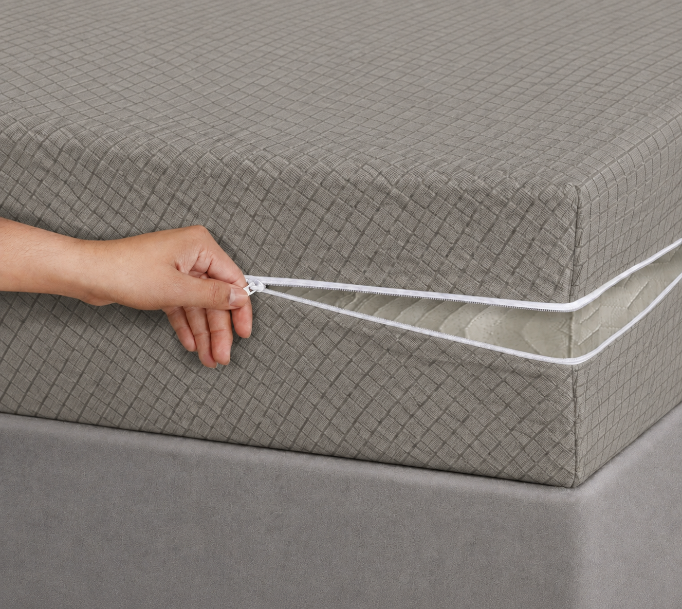 Zipper Mattress Cover Printed- MT-03 Protectors Apricot