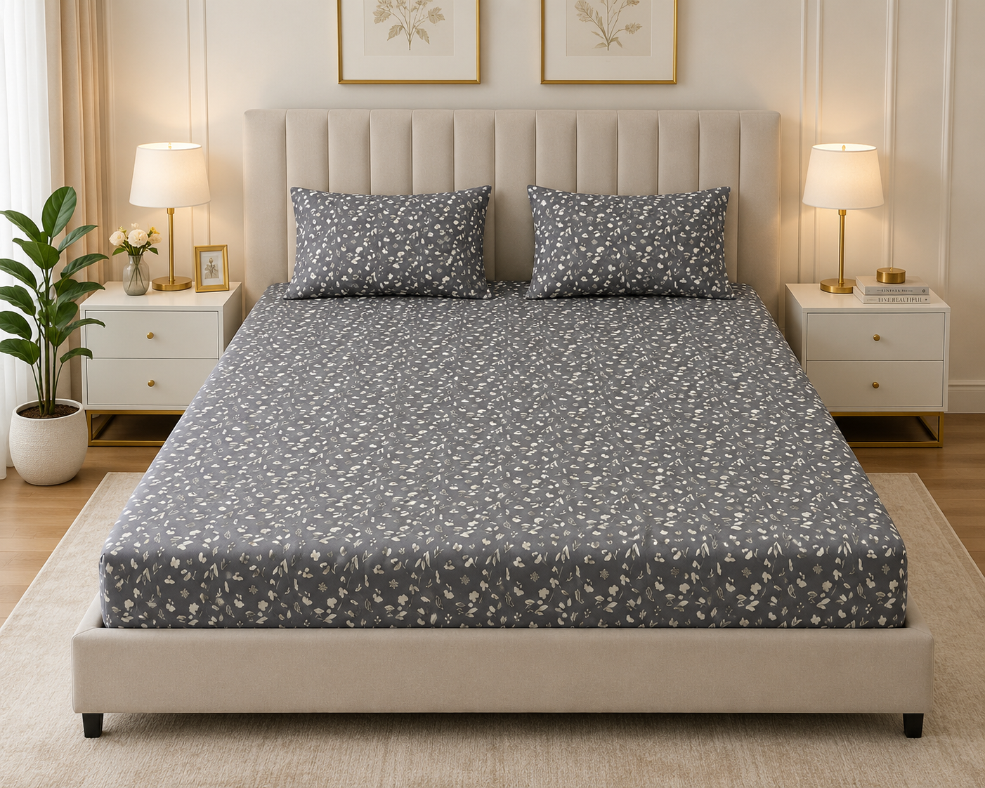 Fitted Bed Sheet- PFT0287 Fitted Sheets Apricot