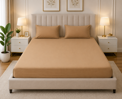 Fitted Bed Sheet- PFT0288 Fitted Sheets Apricot