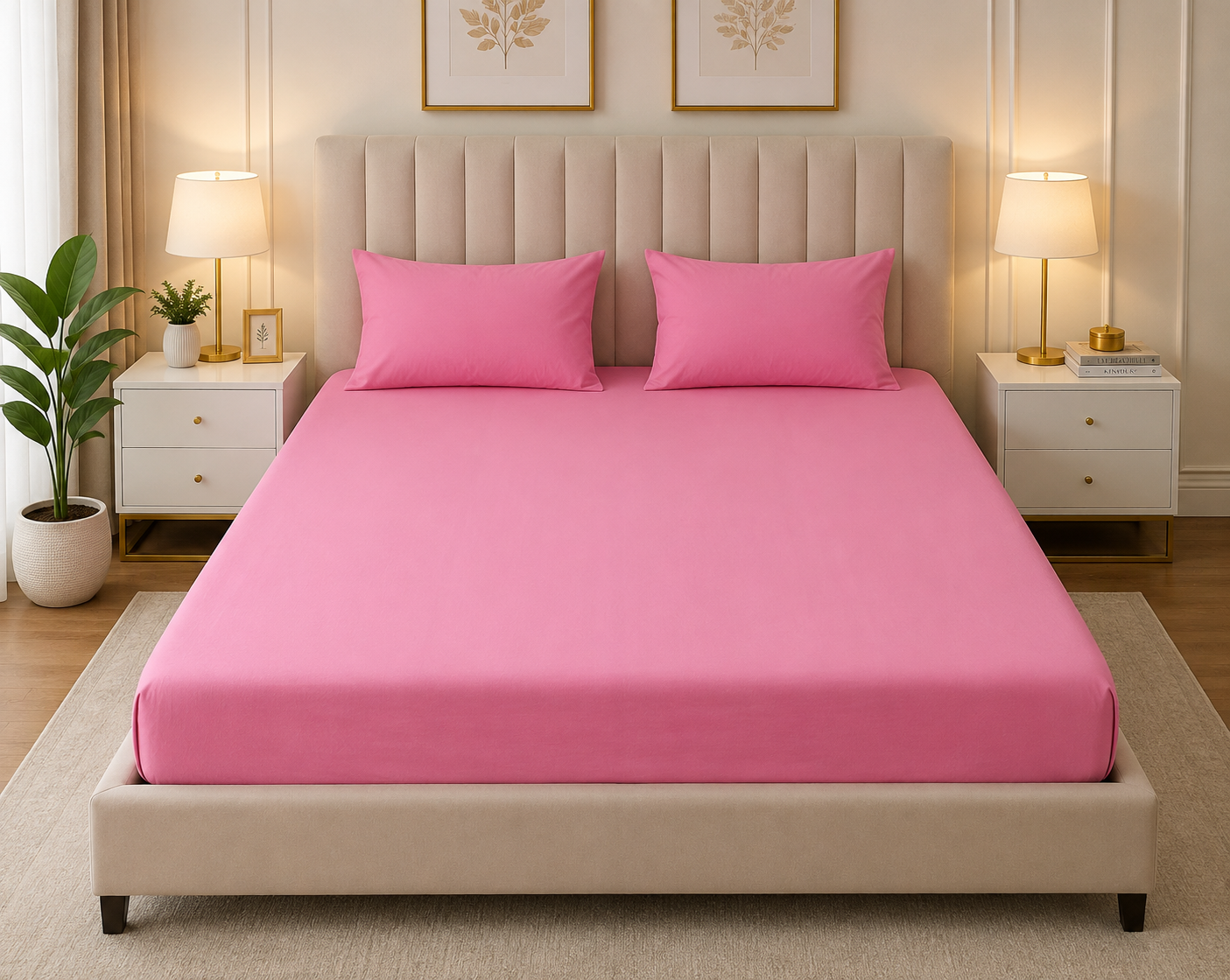 Fitted Bed Sheet- PFT0289 Fitted Sheets Apricot