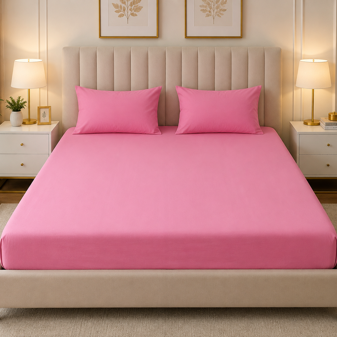 Fitted Bed Sheet- PFT0289 Fitted Sheets Apricot