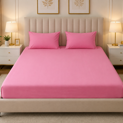 Fitted Bed Sheet- PFT0290 Fitted Sheets Apricot