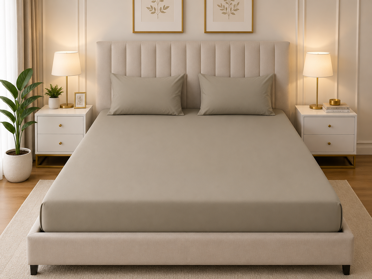 Fitted Bed Sheet- PFT0291 Fitted Sheets Apricot