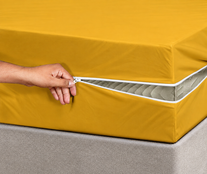 Zipper Mattress Cover- Mustard