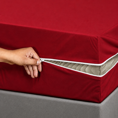 Zipper Mattress Cover- Maroon