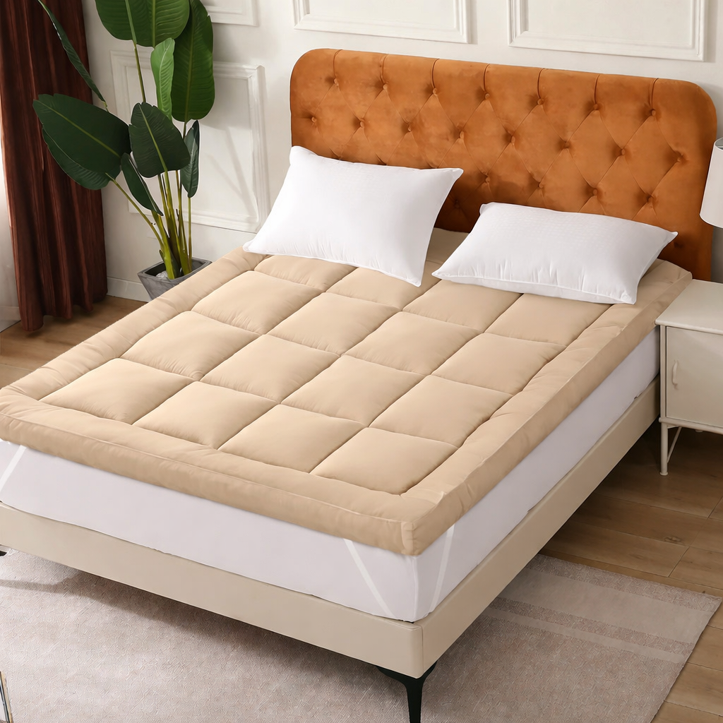 Winter Mattress Topper 700 GSM-Beige Comforters Apricot