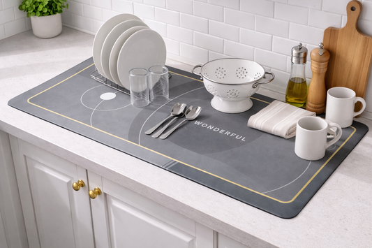 AntiSkid Dish Drying Heat & Water Protector Mat-SA-2553-Wonderful Rugs Apricot