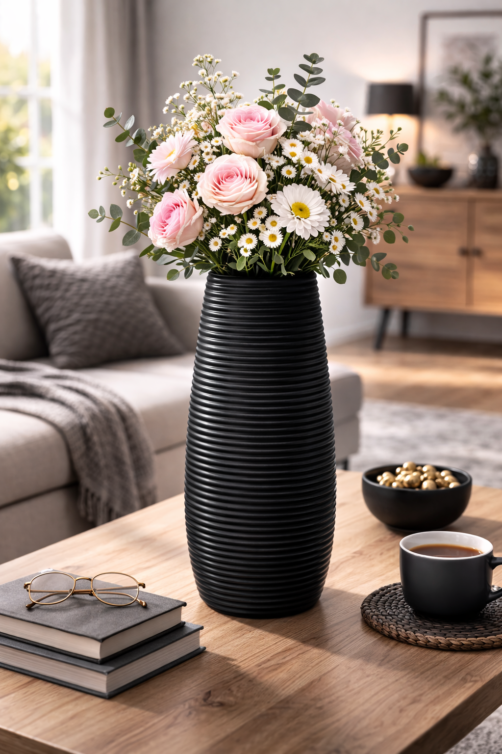 2PCs Nordic Style Vase Container (SA2510-097)Black Apricot