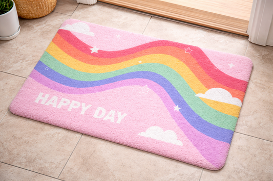 Anti-Slip Door Mat-5325(Happy Day) Door Mats Apricot