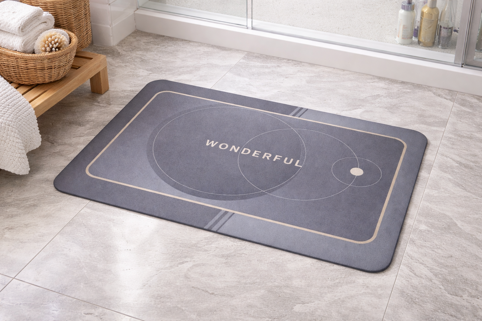 Water Absorbent Anti slip Bath mat(SA-2553-16)GREY Bath Mats Apricot