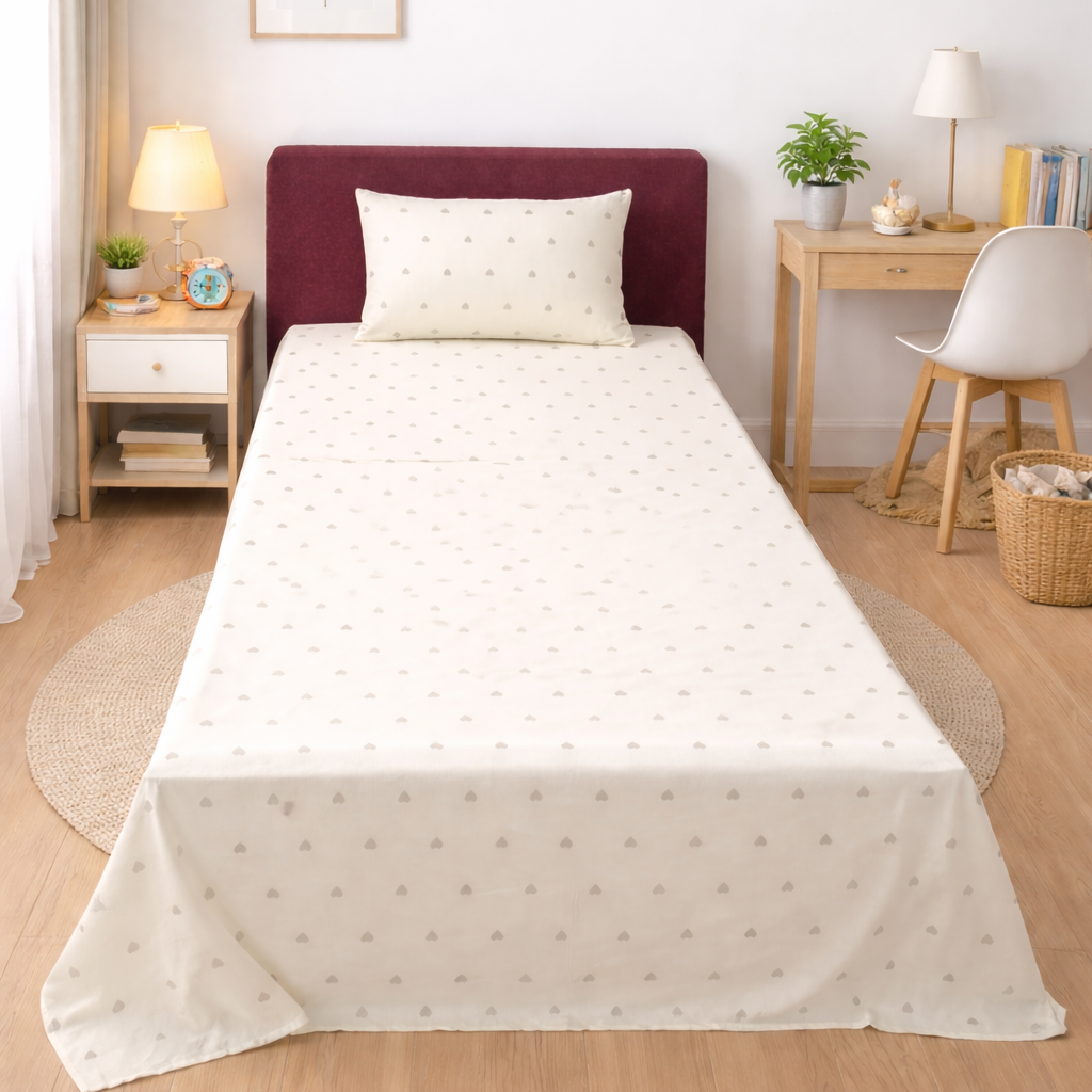 2Pcs Single Bed Sheet-SB332 single bed sheet Apricot