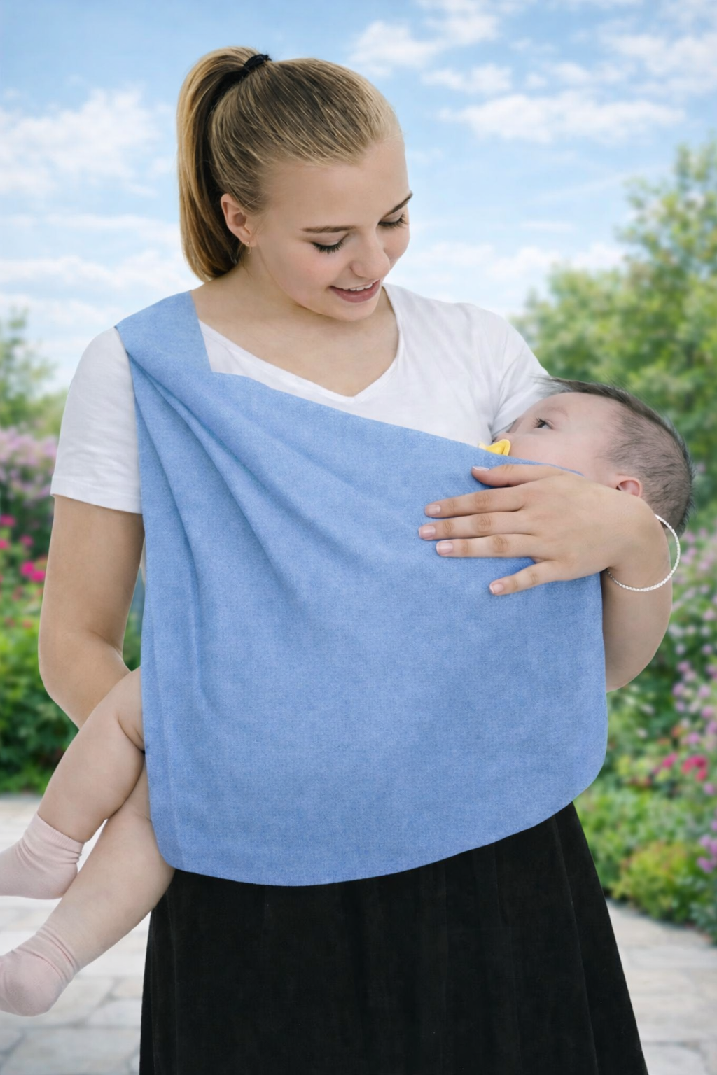 Baby Wraps Carrier-Hand Free Baby Sling For Newborns-SA2411-54(BLUE) Blankets Apricot