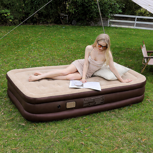 Auto-Inflating Camping Air BED with Built-in Pump-(SA2510-034)-Brown Apricot