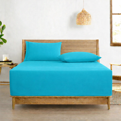 Fitted Bed Sheet-Turquoise Fitted Sheets Apricot