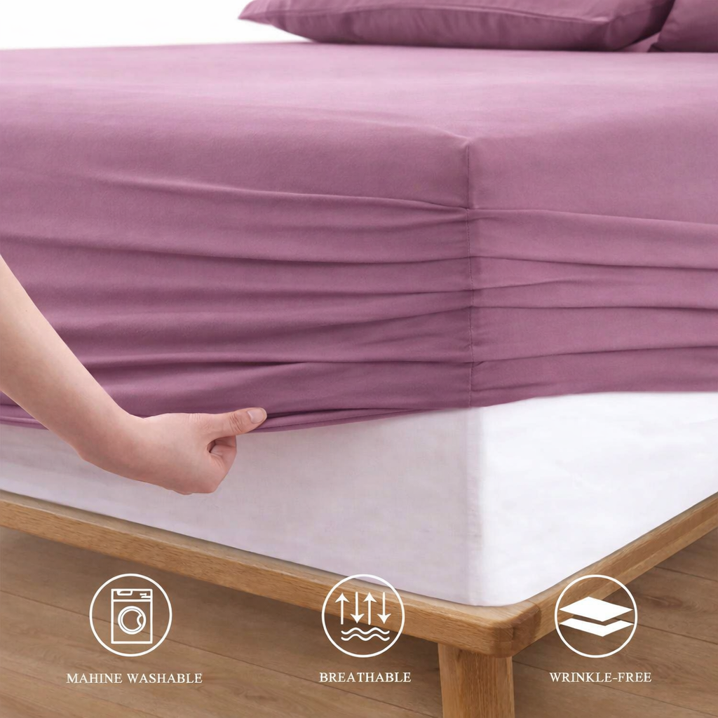 Fitted Bed Sheet-Mauve Fitted Sheets Apricot