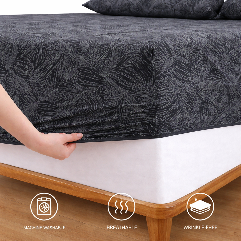 Fitted Bed Sheet-Ash Grey Fitted Sheets Apricot