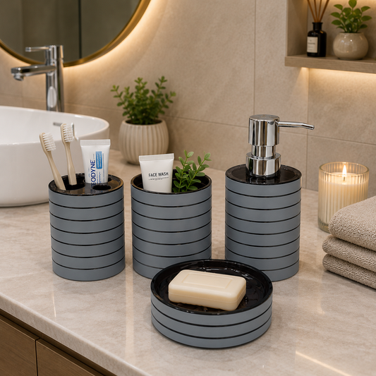 4 PCs Bath Accessories Set- 4789(SLIVER) Bathroom Accessory Sets Apricot