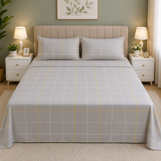 3 PCs Double Bed Sheet- DB156 BED SHEET Apricot