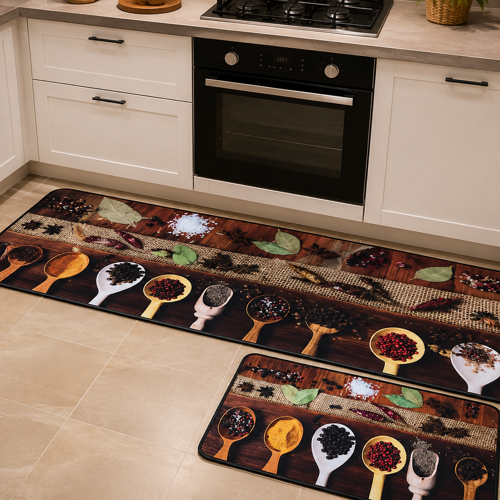 Premium Padded Anti slip Kitchen Mat Set- Utensils