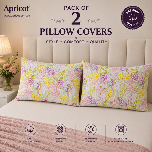 Printed Pillow Covers Pack of 2- PC0085 cushions Apricot