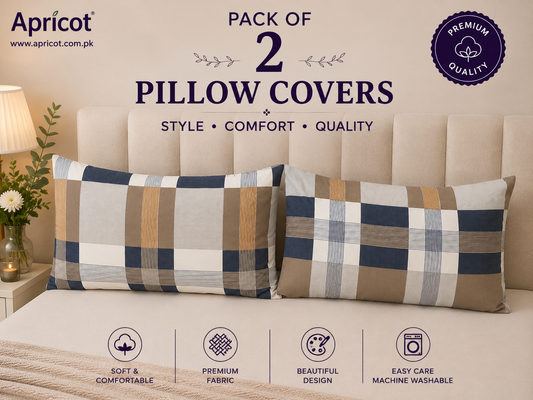 Printed Pillow Covers Pack of 2- PC0090 cushions Apricot