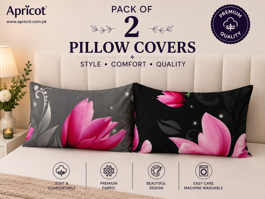 Printed Pillow Covers Pack of 2- PC0091 cushions Apricot
