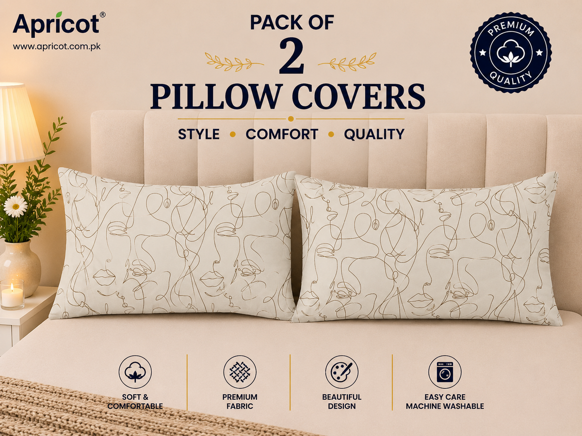 Printed Pillow Covers Pack of 2- PC00110 cushions Apricot
