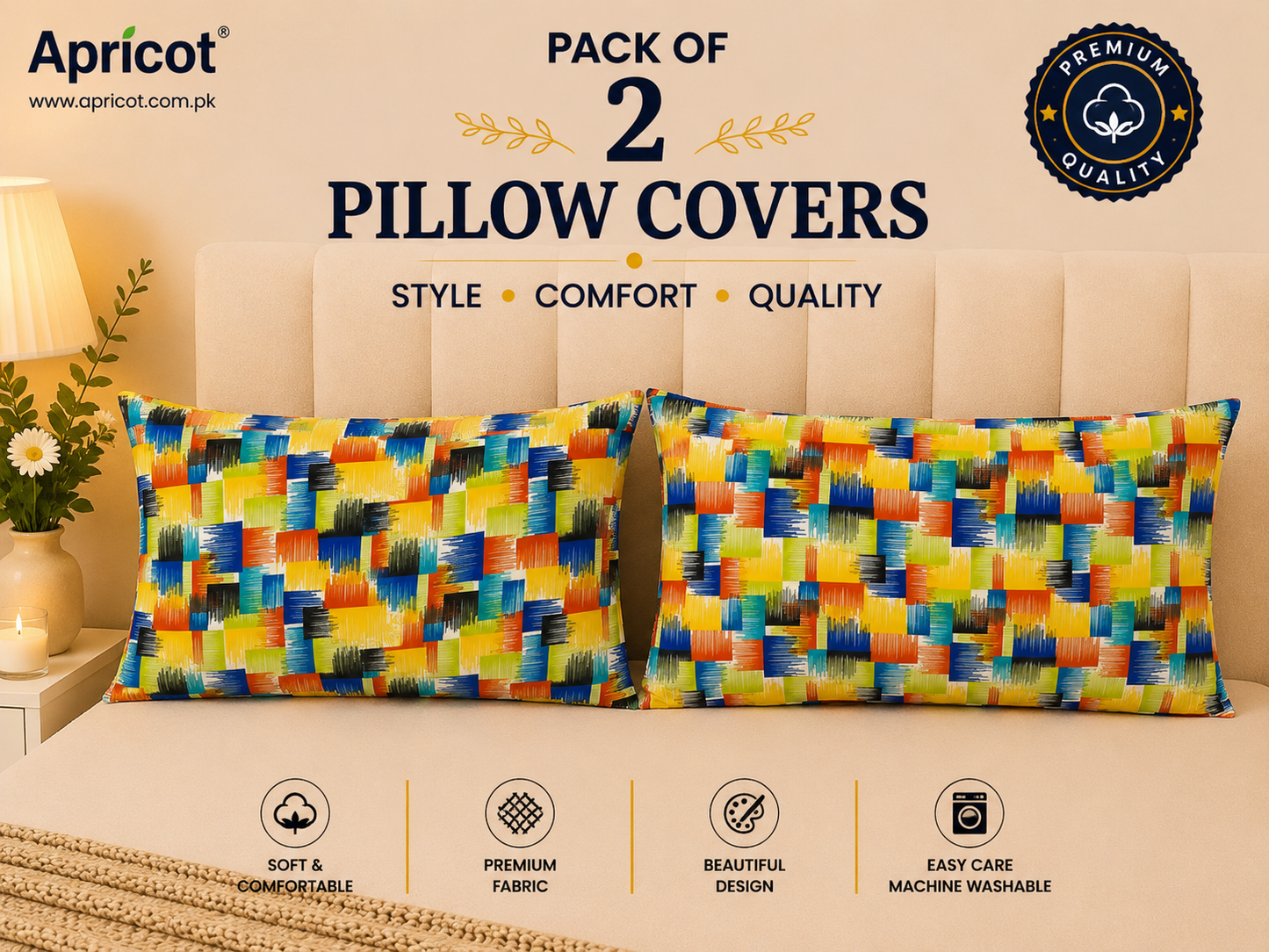 Printed Pillow Covers Pack of 2- PC0068