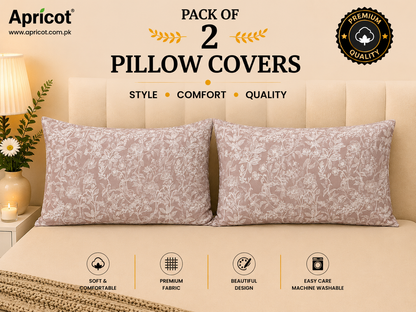 Printed Pillow Covers Pack of 2- PC0080 cushions Apricot