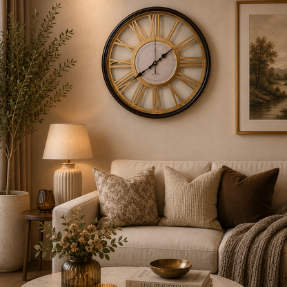 45 Cm Wall Clock-Golden Roman Clock Apricot