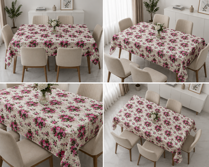 6 & 8 Seater Digital Printed Table Cover- TB48 Table Cover Apricot