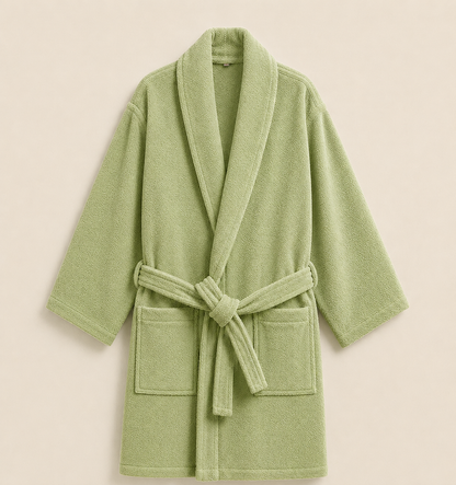 100% Cotton Bathrobe- MINT Bath Linen Apricot