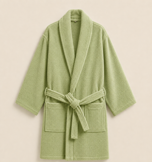 100% Cotton Bathrobe- MINT Bath Linen Apricot