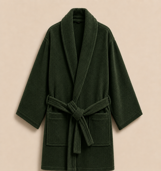 100% Cotton Bathrobe- Green Bath Linen Apricot