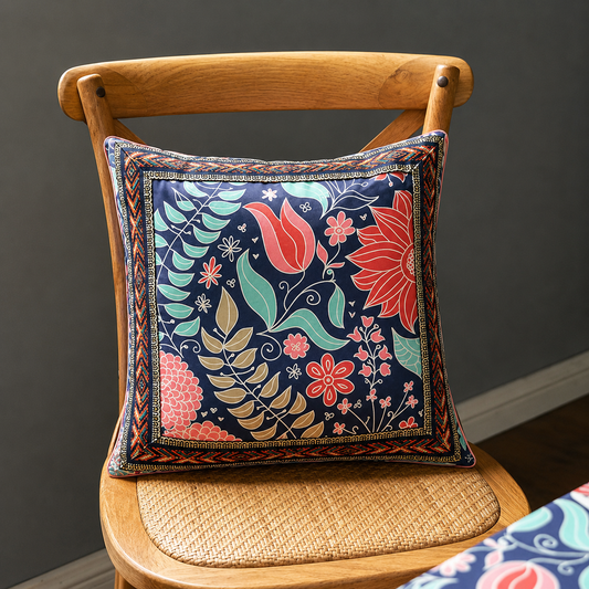 2 PCs Digital Printed Cotton Cushions- Nouve cushions Apricot