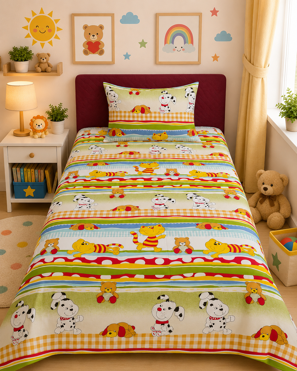 2Pcs Single Bed Sheet- Sb187 single bed sheet Apricot
