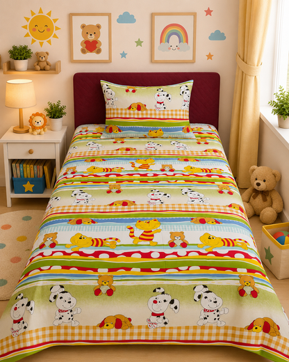 2Pcs Single Bed Sheet- Sb187 single bed sheet Apricot