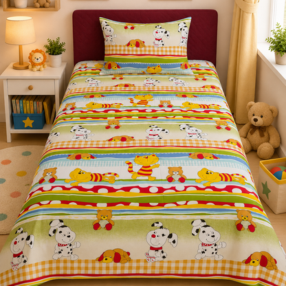 2Pcs Single Bed Sheet- Sb187 single bed sheet Apricot