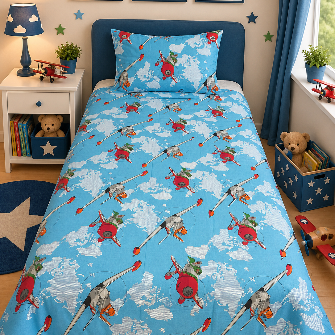 2Pcs Single Bed Sheet- Sb179 single bed sheet Apricot