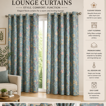 2 PCs Duck Curtains Panel With Lining-CRP022 Curtains Apricot