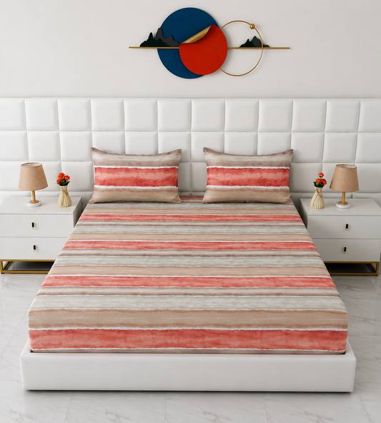 Fitted Bed Sheet- FT0045 Fitted Sheets Apricot