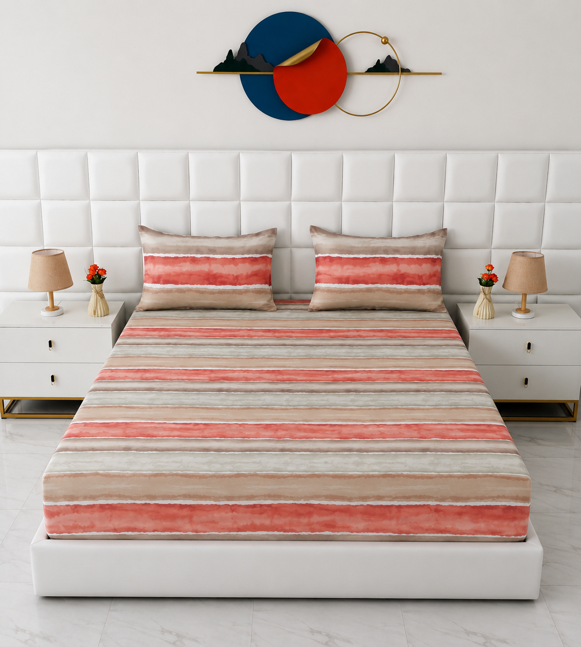 Fitted Bed Sheet- FT0045 Fitted Sheets Apricot