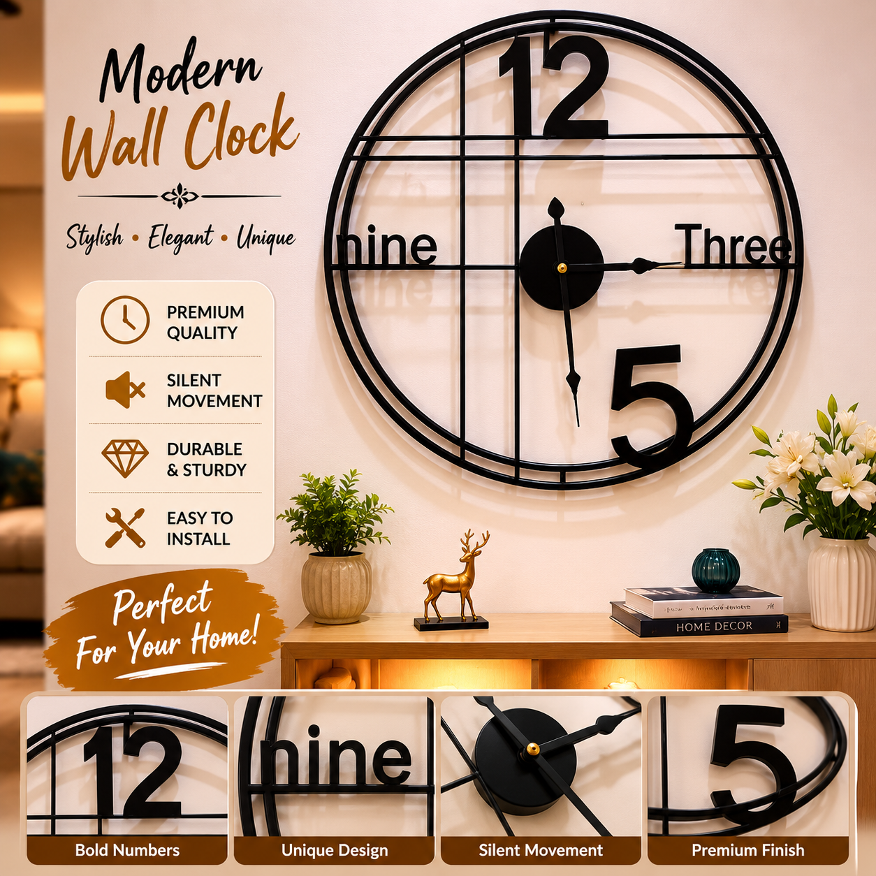 50cm Wall Clock-SA2405-207 Clock Apricot