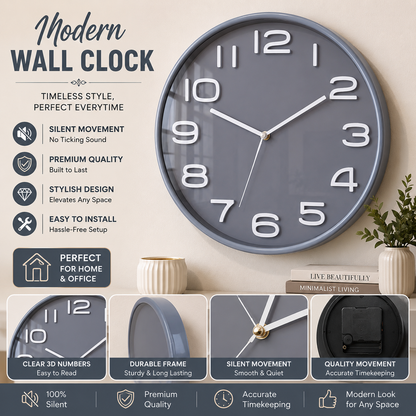 30CM Wall Clock- (SA2405-206)SLIVER Clock Apricot