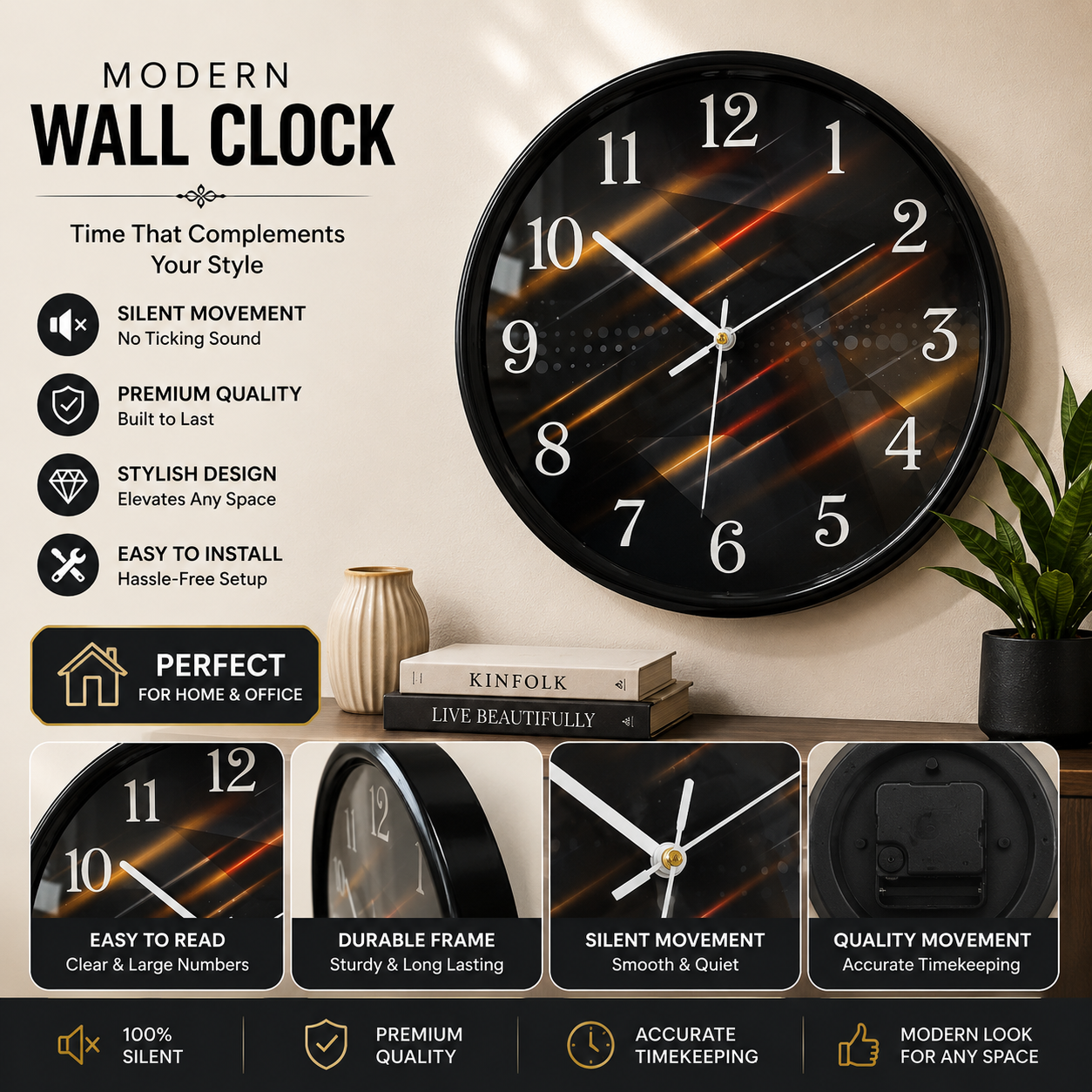 30CM Wall Clock- (SA2405-202) Clock Apricot