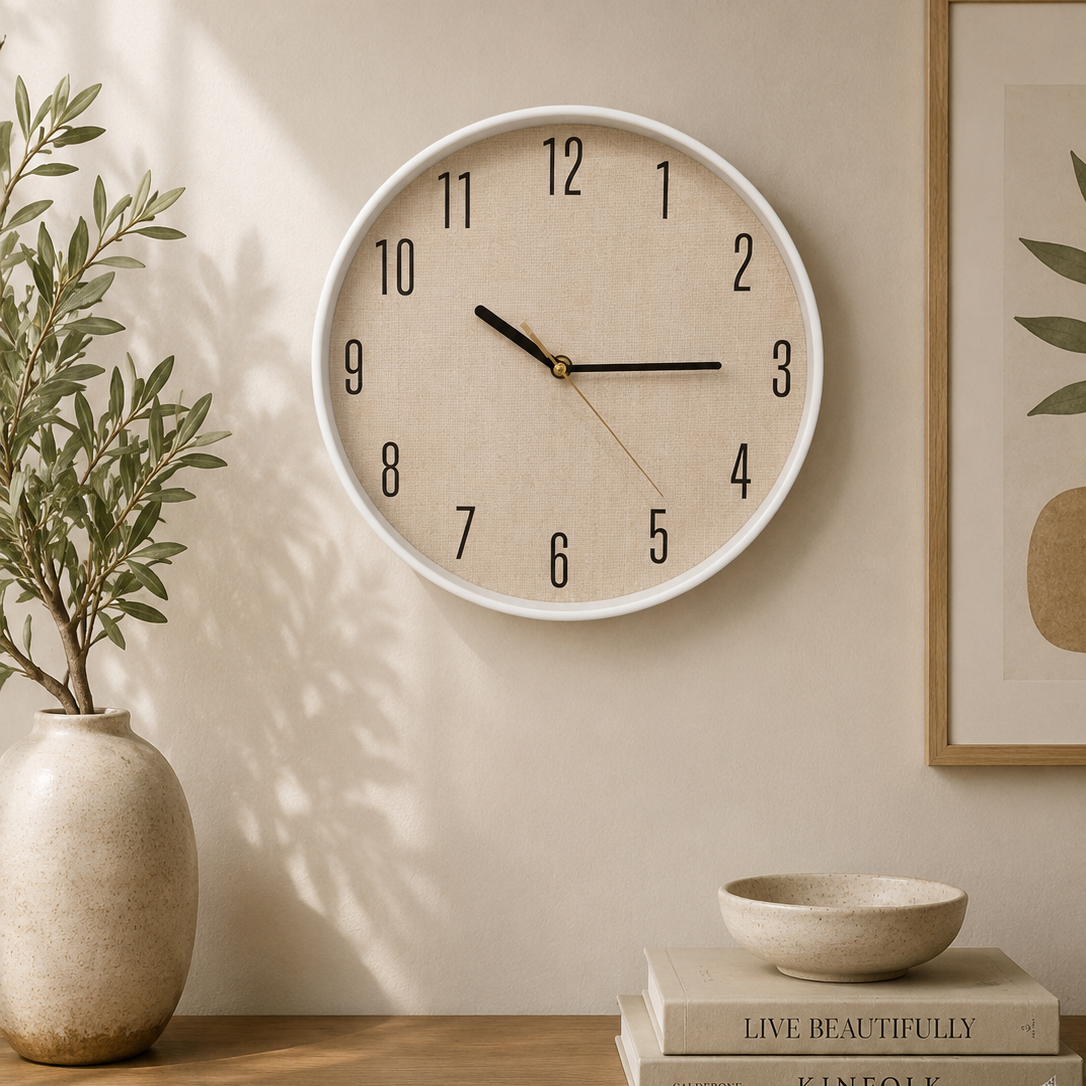 30CM Wall Clock- (SA2405-203) WHITE Clock Apricot