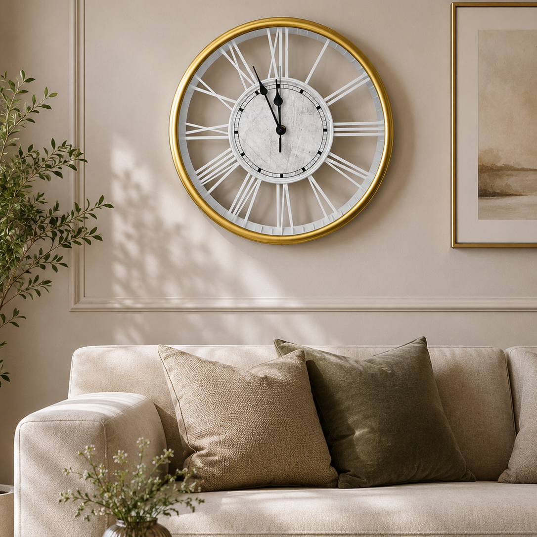 30CM Wall Clock- (SA2405-179) GOLDEN Clock Apricot