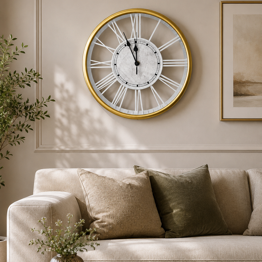 30CM Wall Clock- (SA2405-179) GOLDEN Clock Apricot