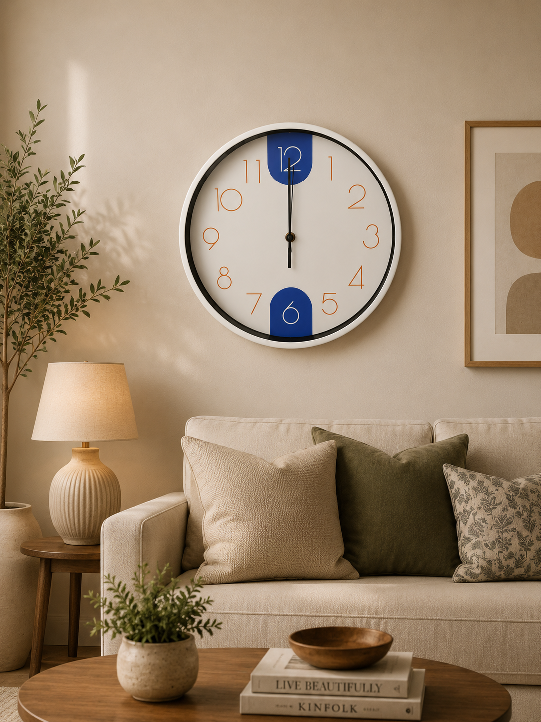 30CM Wall Clock- (SA2405-219) BLUE Clock Apricot