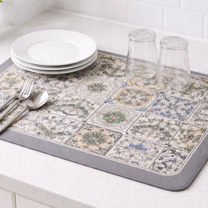 Anti Slip Dish Drying Mat-Bohemian Rugs Apricot